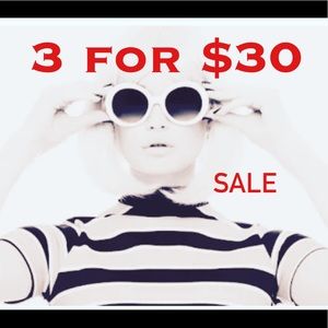 3 items for $30 on select items with a 🔴 in the listing.